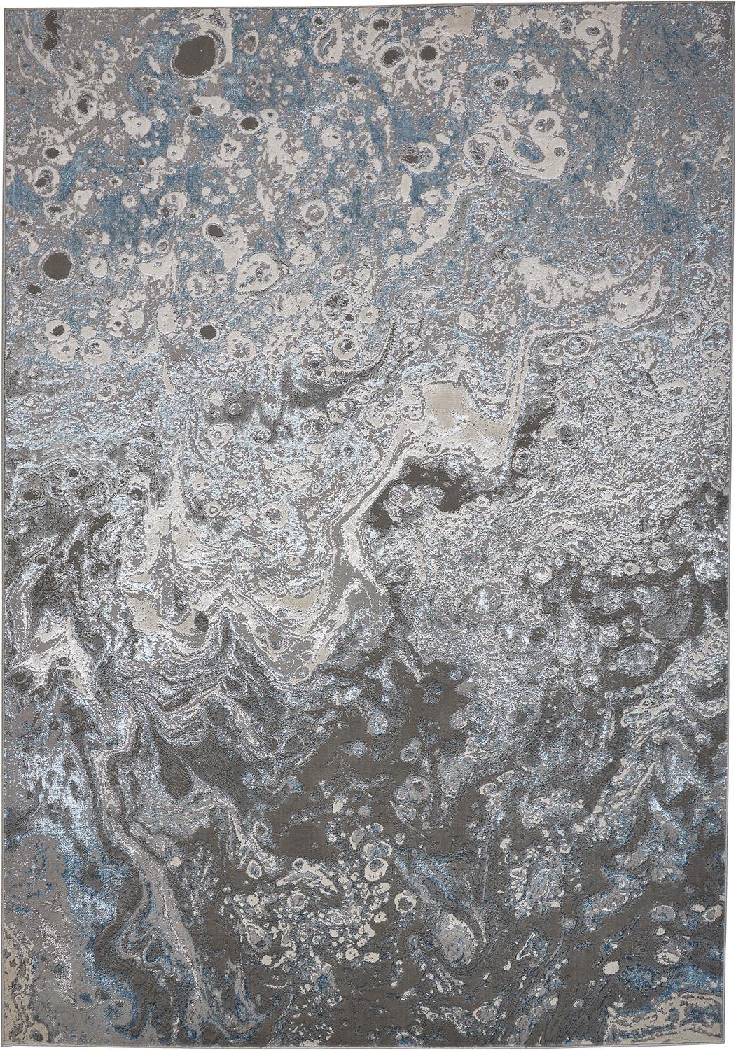 5' x 8' Blue and Gray Abstract Power Loom Area Rug