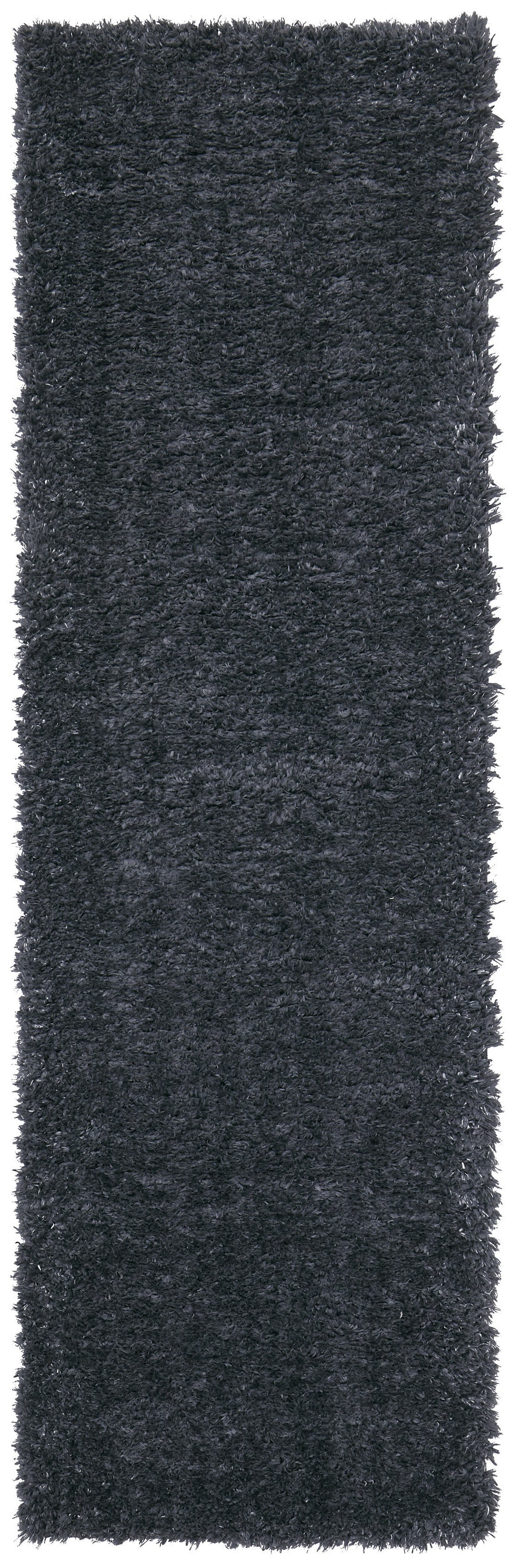 8' Black Shag Power Loom Runner Rug