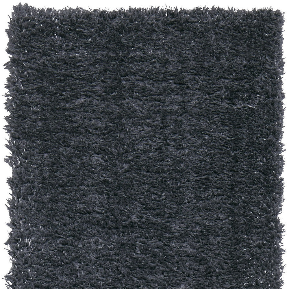 8' Black Shag Power Loom Runner Rug