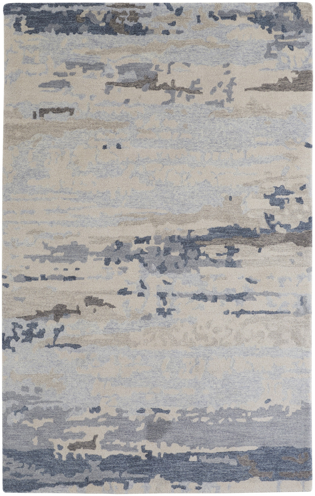 10' x 14' Blue and Gray Abstract Hand Tufted Area Rug