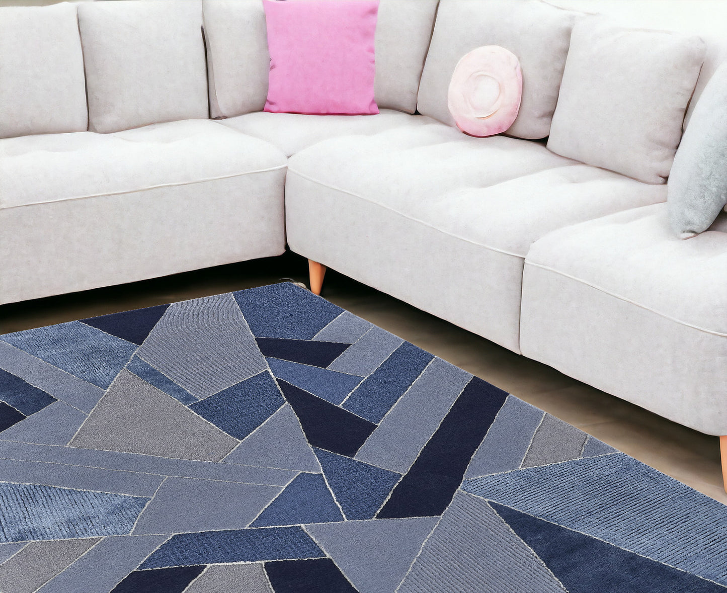 12' x 15' Blue and Silver Mosaic Hand Tufted Area Rug