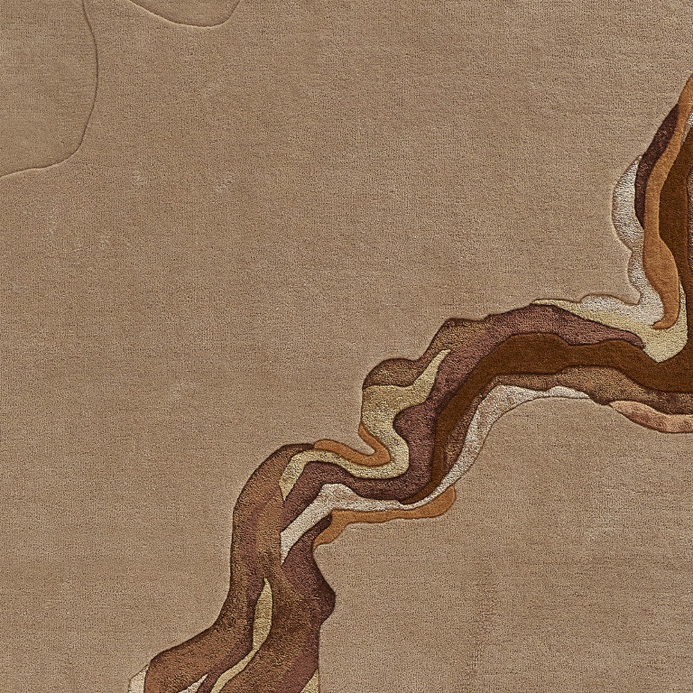 8' x 10' Beige and Brown Abstract Hand Tufted Area Rug