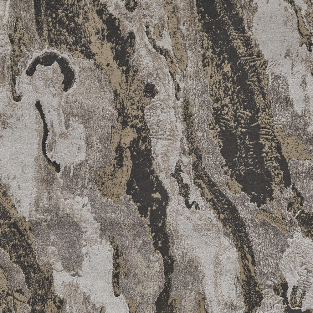 4' x 6' Brown and Ivory Abstract Power Loom Distressed Area Rug
