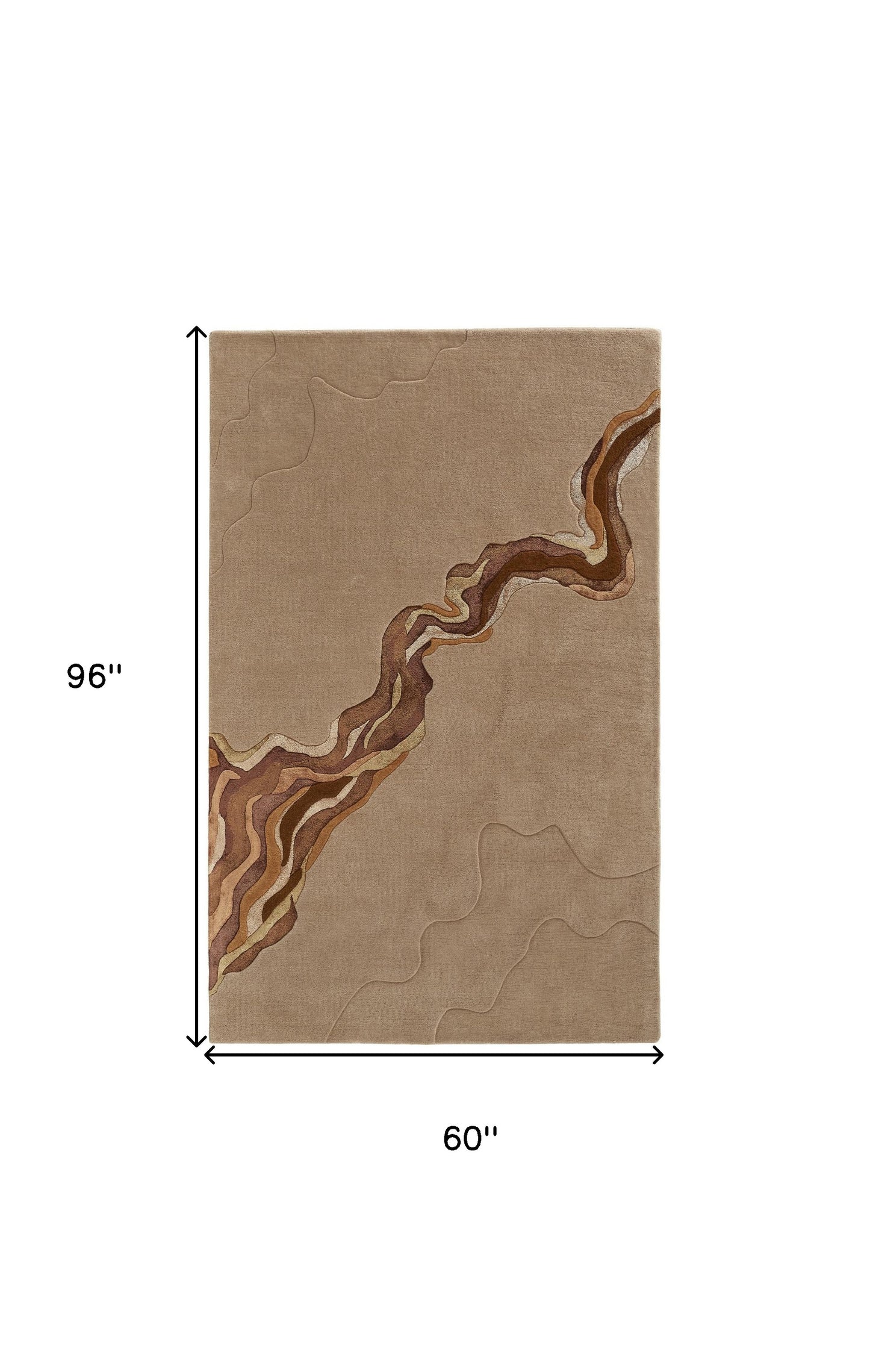5' x 8' Beige and Brown Abstract Hand Tufted Area Rug