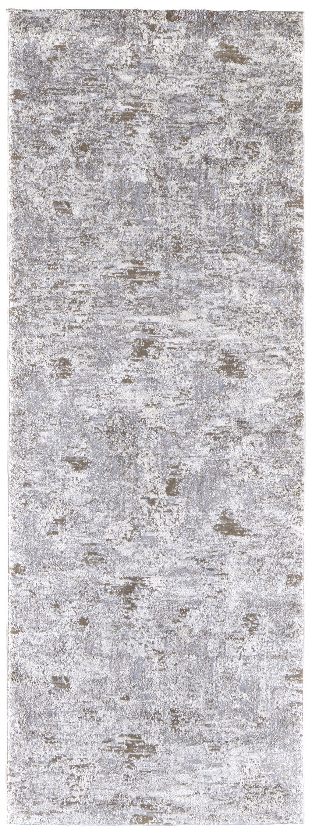 8' Gray and Ivory Abstract Power Loom Distressed Runner Rug