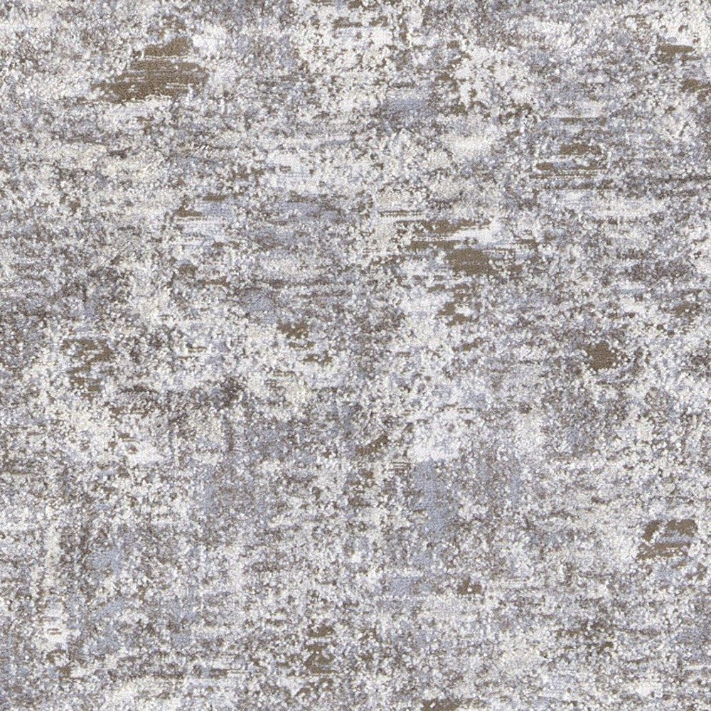 8' Gray and Ivory Abstract Power Loom Distressed Runner Rug