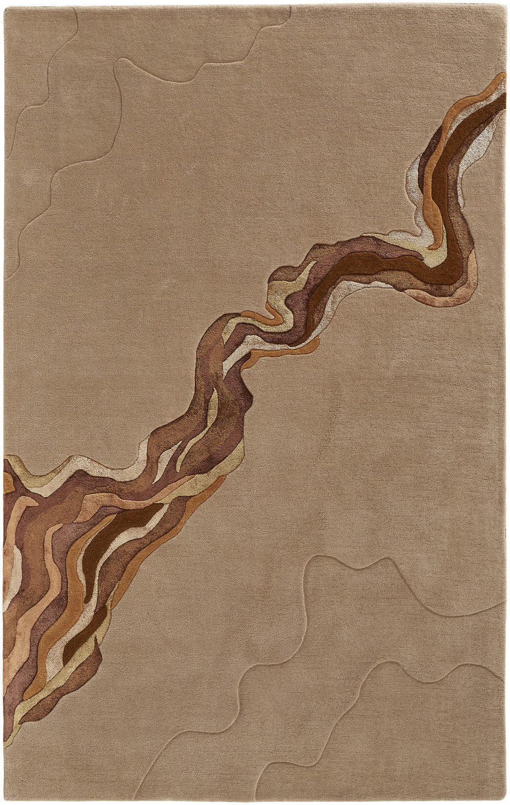 5' x 8' Beige and Brown Abstract Hand Tufted Area Rug