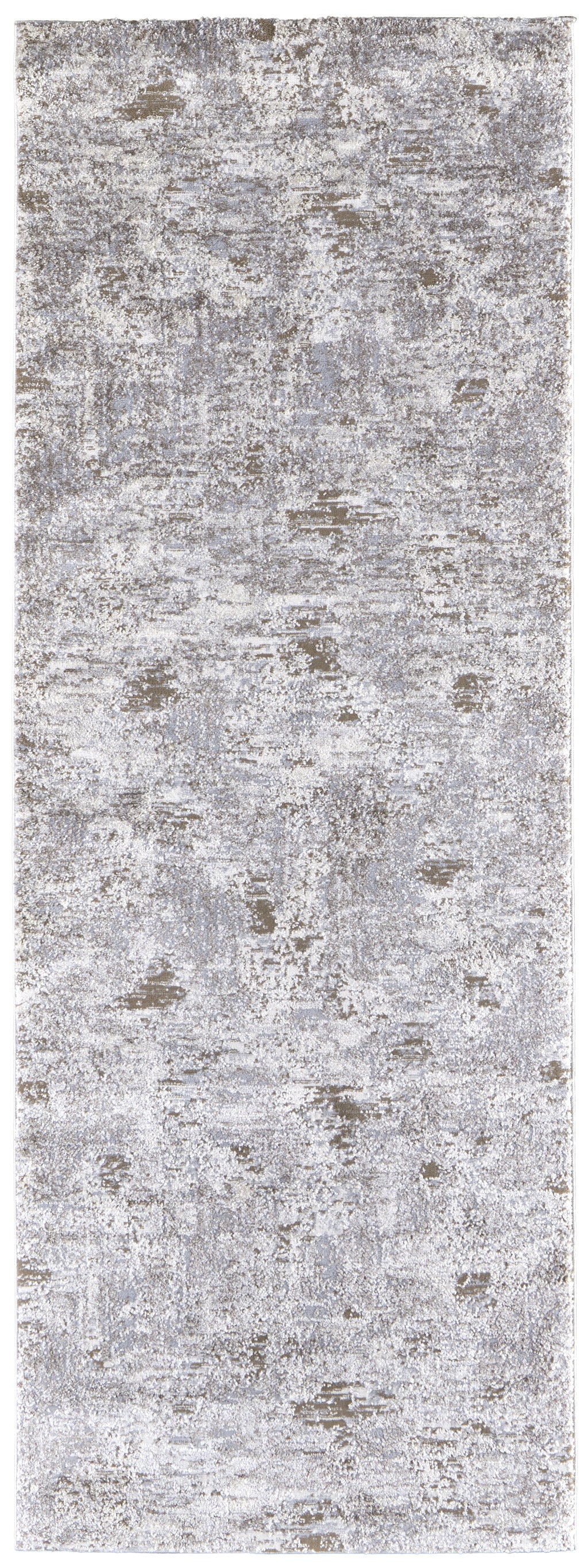 8' Gray and Ivory Abstract Power Loom Distressed Runner Rug