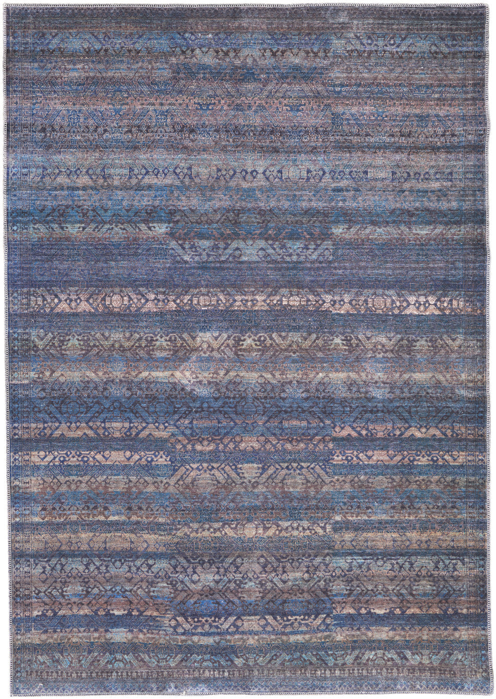 11' x 14' Blue and Purple Oriental Power Loom Area Rug