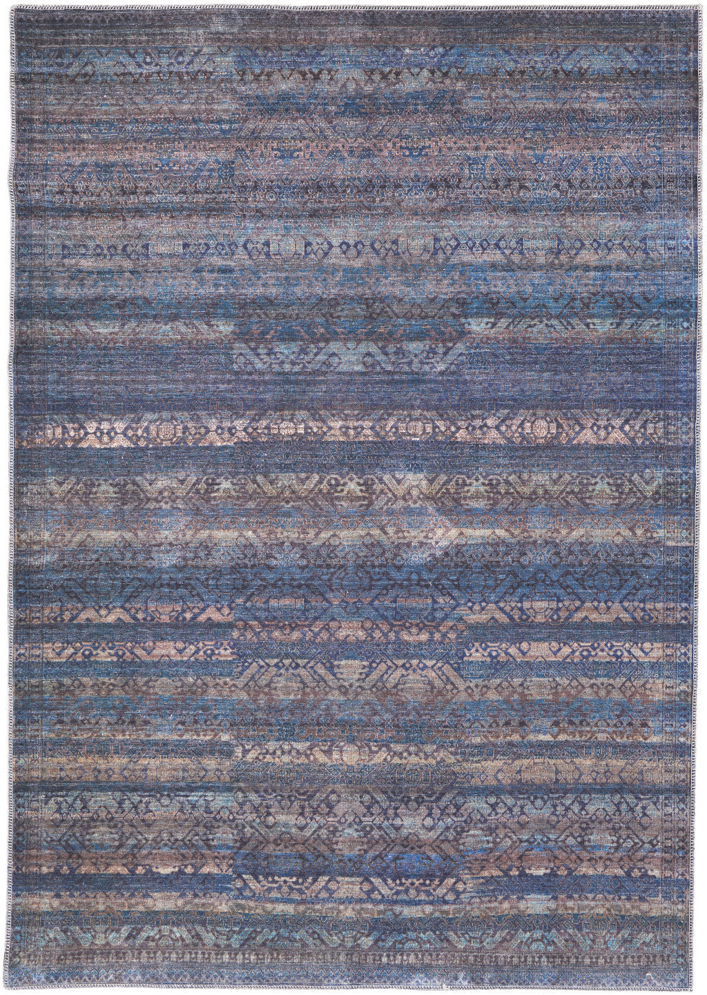 11' x 14' Blue and Purple Oriental Power Loom Area Rug