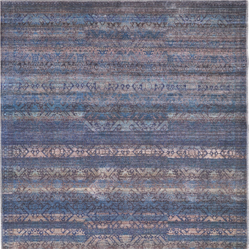 11' x 14' Blue and Purple Oriental Power Loom Area Rug