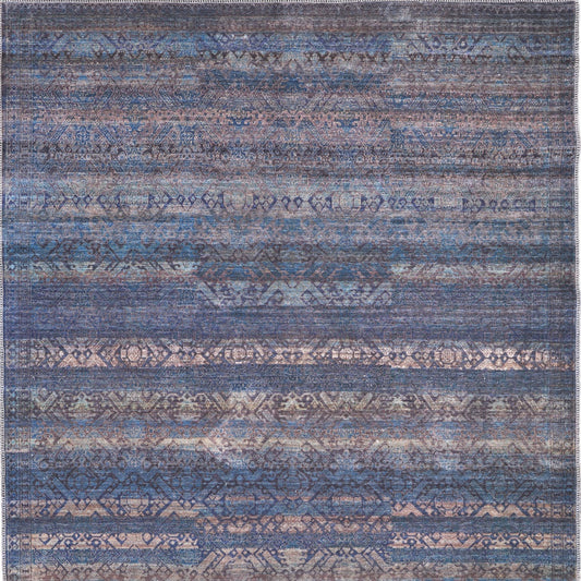 11' x 14' Blue and Purple Oriental Power Loom Area Rug