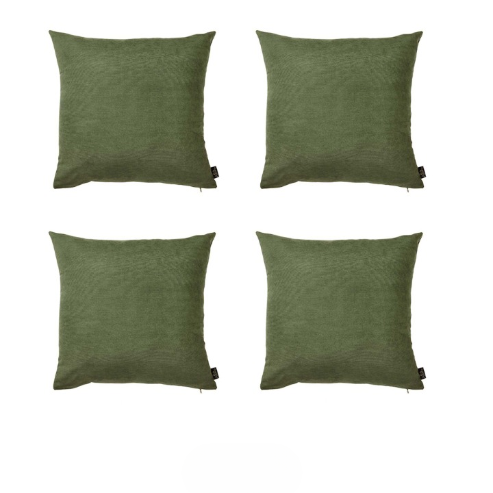 Set Of Four 20" X 20" Fern Green Polyester Zippered Pillow Cover