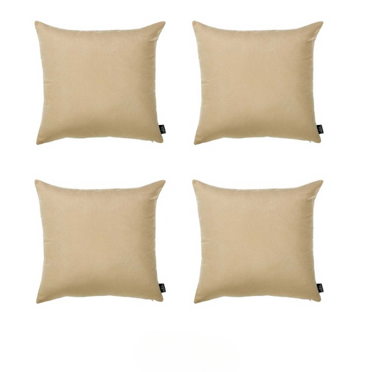 Set Of Four 26" X 26" Beige Polyester Zippered Pillow Cover