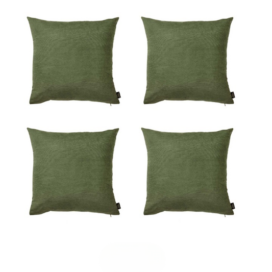 Set Of Four 18" X 18" Fern Green Polyester Zippered Pillow Cover