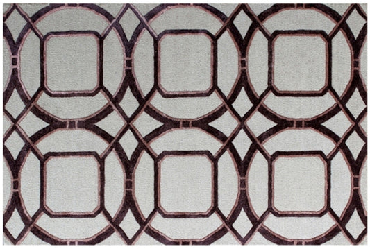 5' x 8' Silver Abstract Geometric Hand Tufted Non Skid Area Rug