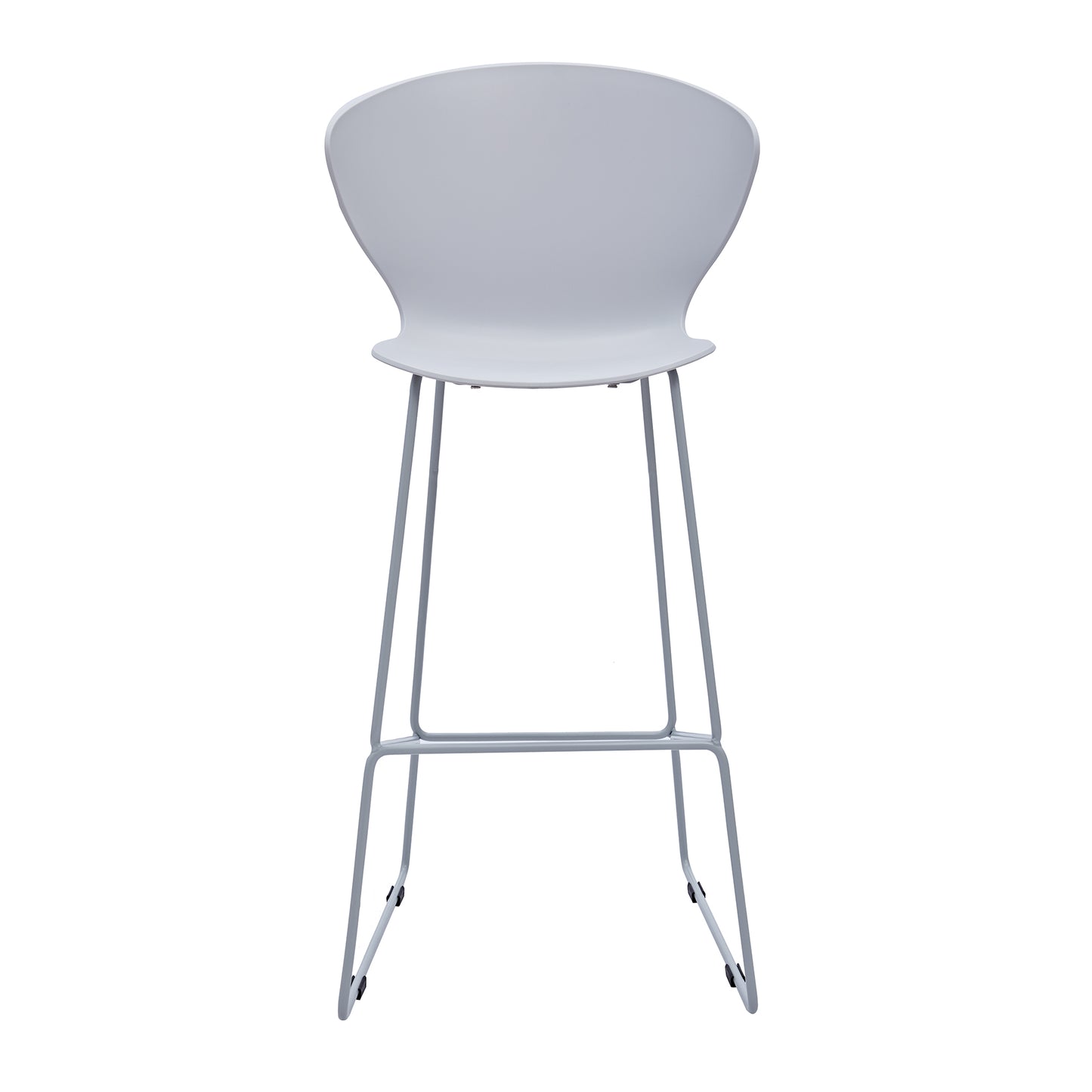 Set of Two 30" Gray Heavy Duty Plastic And Metal Low Back Bar Height Bar Chairs