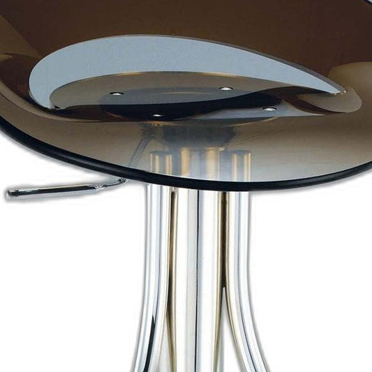 Dark Gray And Silver Acrylic And Metal Low Back Adjustable Height Bar Chair