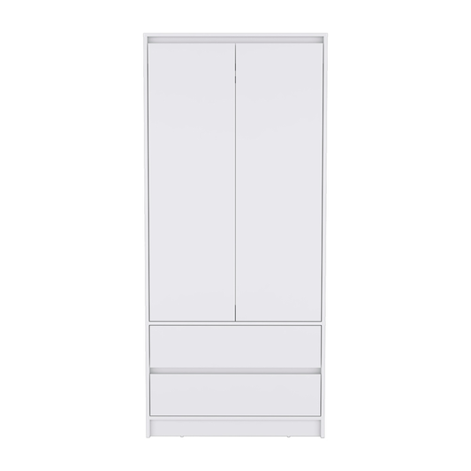 32" White Two Drawer Combo Dresser