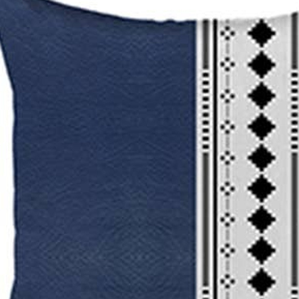 Set Of Four 17" X 17" Navy Blue Faux Leather Diamond Zippered Pillow