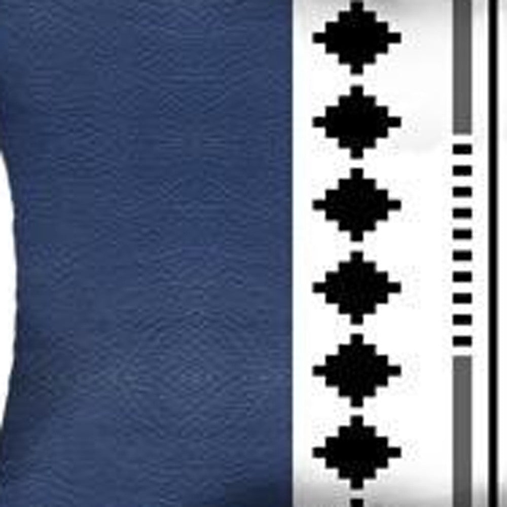 Set Of Four 20" X 12" Navy Blue Faux Leather Diamond Zippered Pillow
