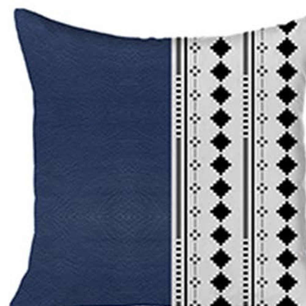 Set Of Two 17" X 17" Navy Blue Faux Leather Diamond Zippered Pillow
