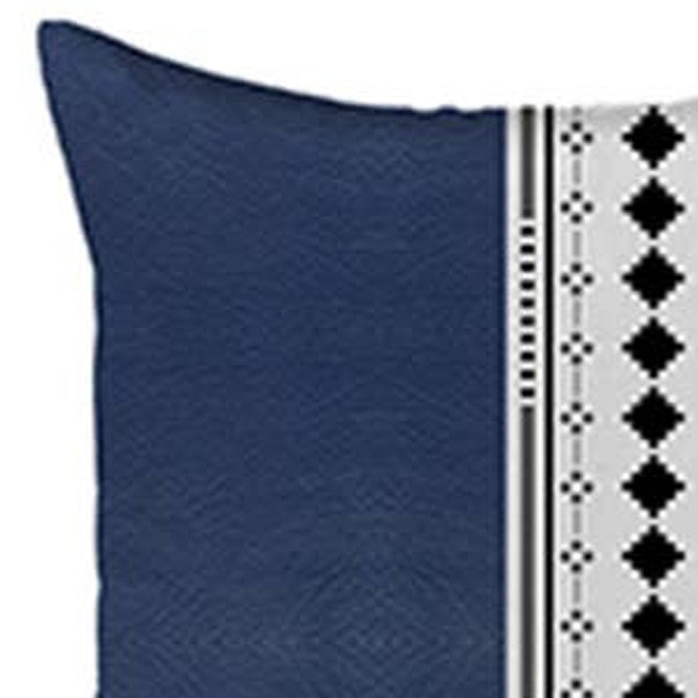 Set Of Two 17" X 17" Navy Blue Faux Leather Diamond Zippered Pillow Cover