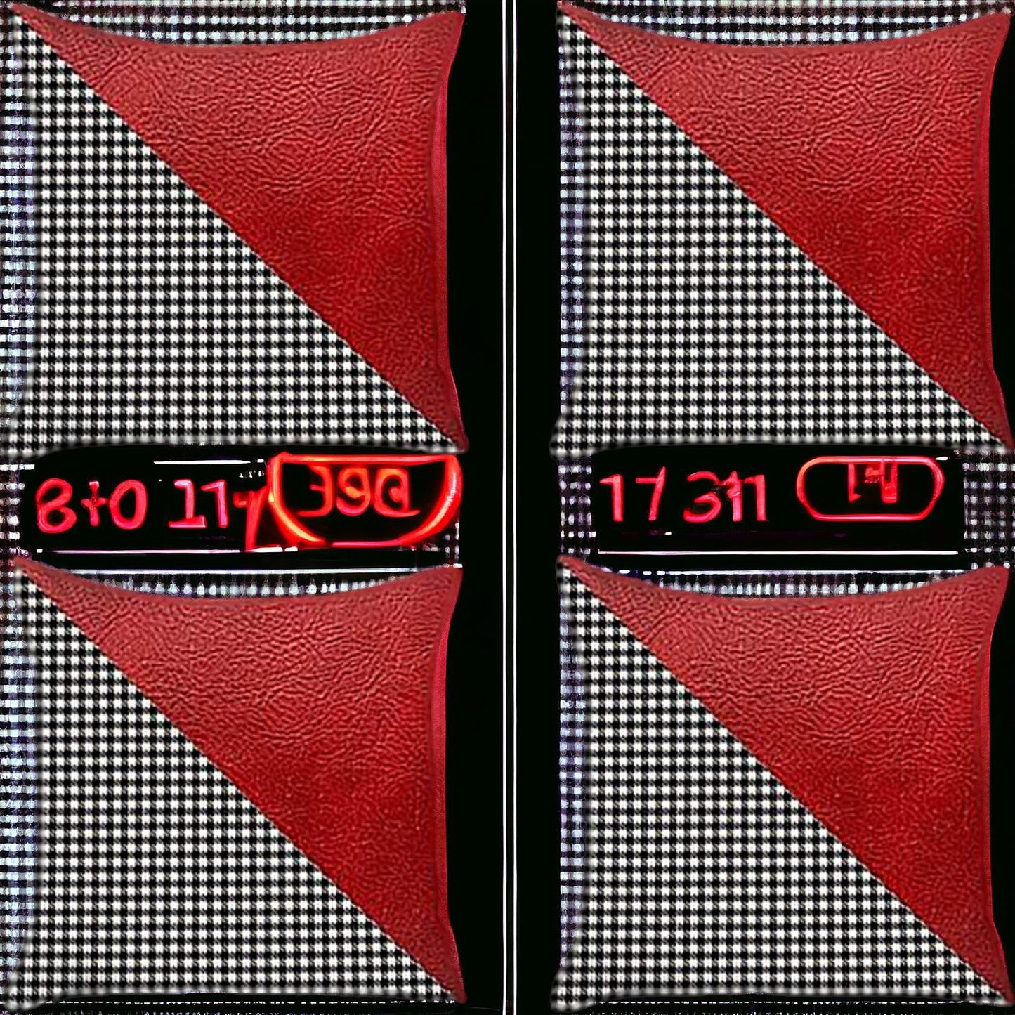 Set Of Four 18" X 18" Black And Red Polyester Houndstooth Zippered Pillow
