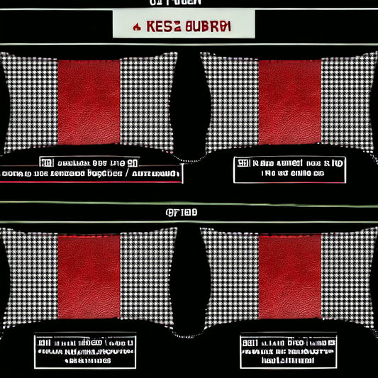 Set Of Four 20" X 12" Black And Red Polyester Houndstooth Zippered Pillow