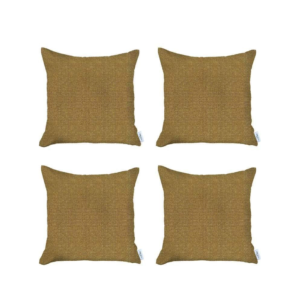 Set Of Four 18" X 18" Yellow Polyester Zippered Pillow