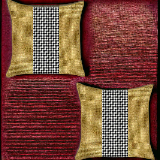 Set Of Two 18" X 18" Yellow And White Polyester Houndstooth Zippered Pillow