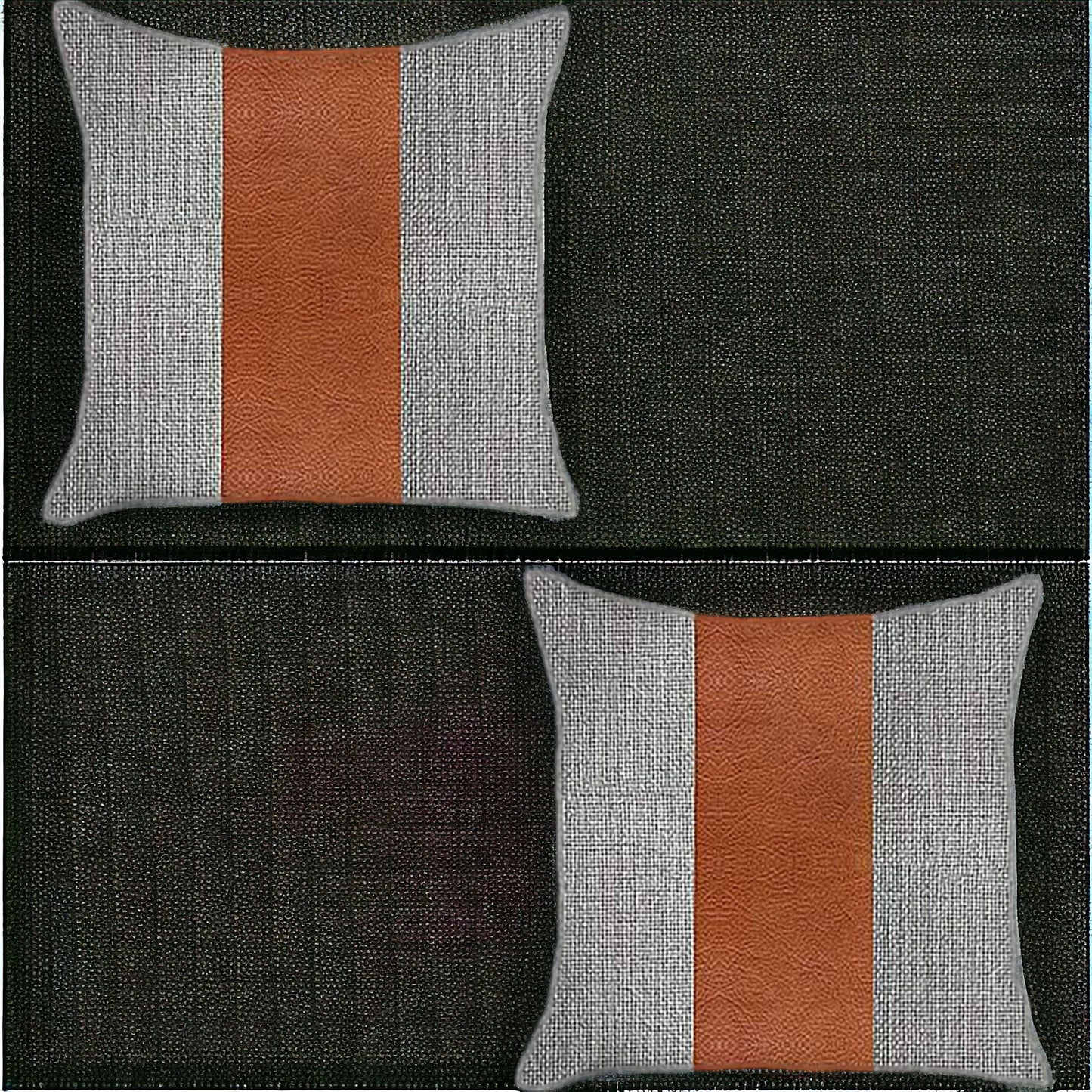 Set Of Two 18" X 18" Grey And Brown Polyester Geometric Zippered Pillow