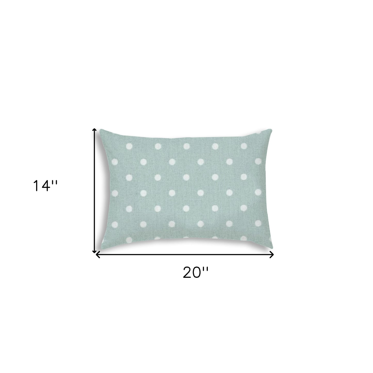 14" X 20" Sea Green Polka Dot Indoor Outdoor Throw Pillow