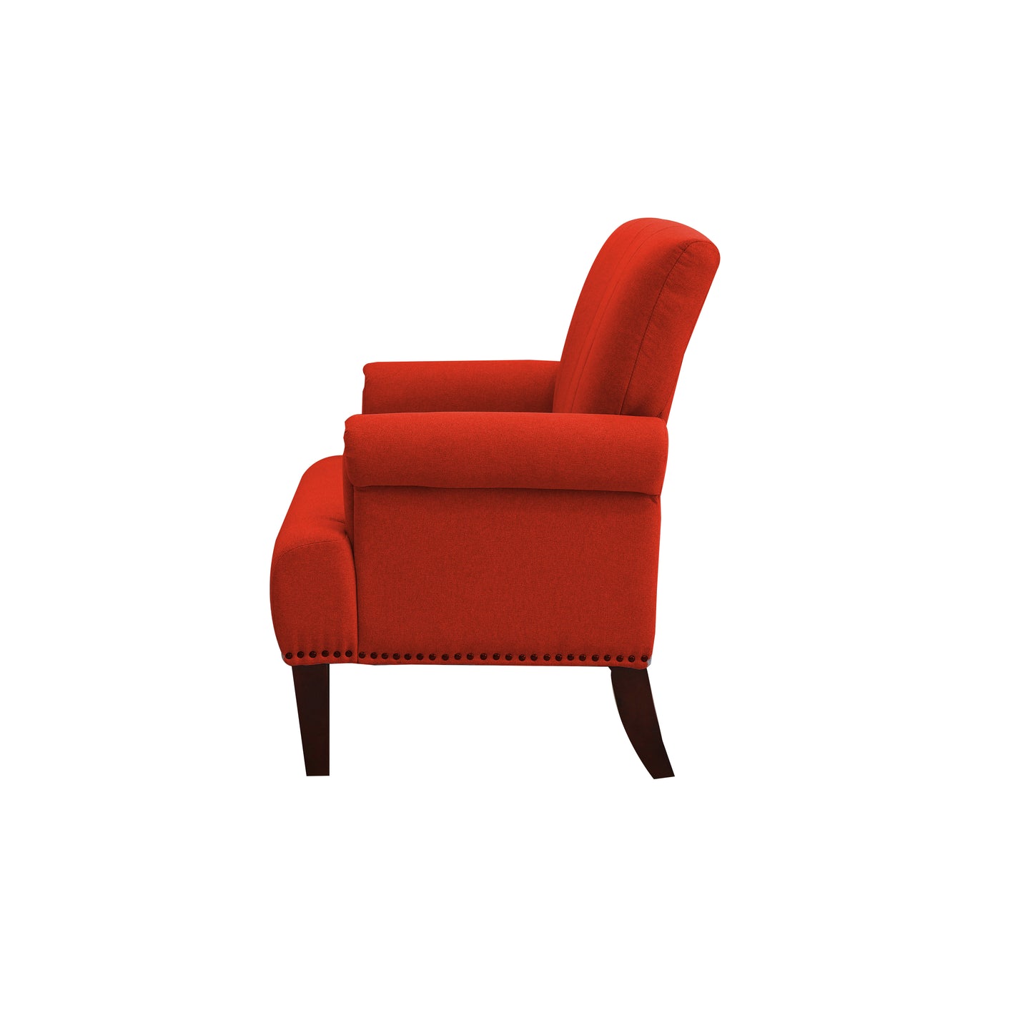 30" Orange And Brown Upholstered Arm Chair