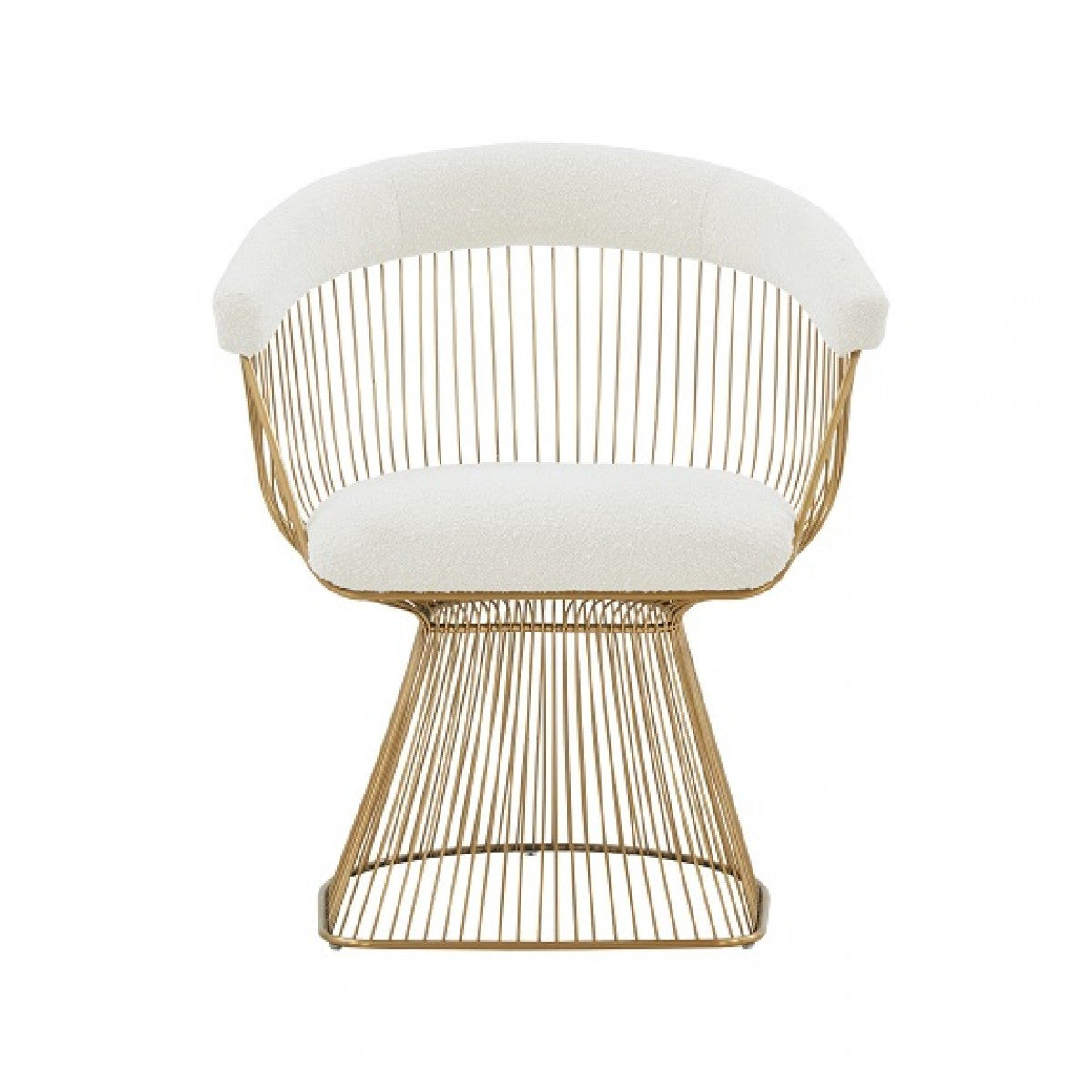 White And Gold Fabric Steel Windsor Back Dining Arm Chair