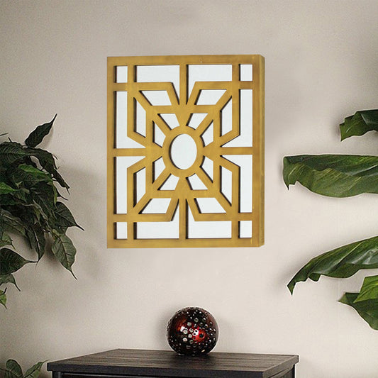 24" X 24" X 1" Bright Gold Mirrored Wooden  Wall Decor