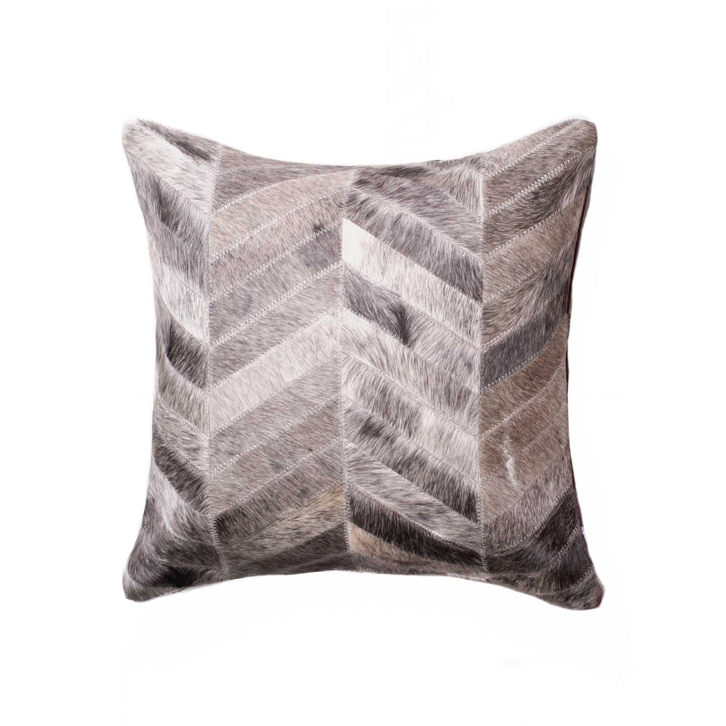 18 X 18 Gray Chevron Cowhide Throw Pillow