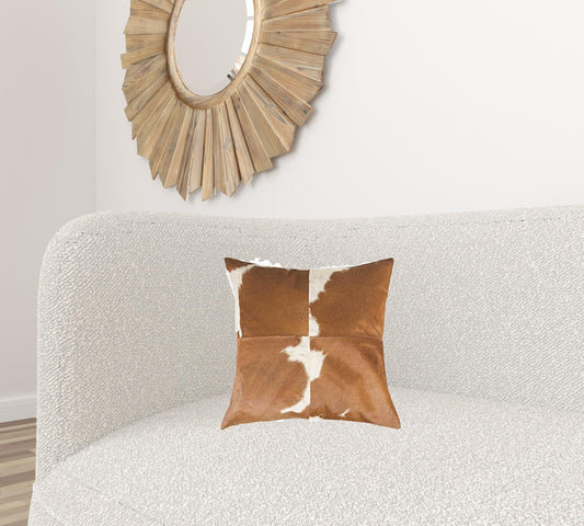 18" X 18" X 5" White And Brown Quattro  Pillow