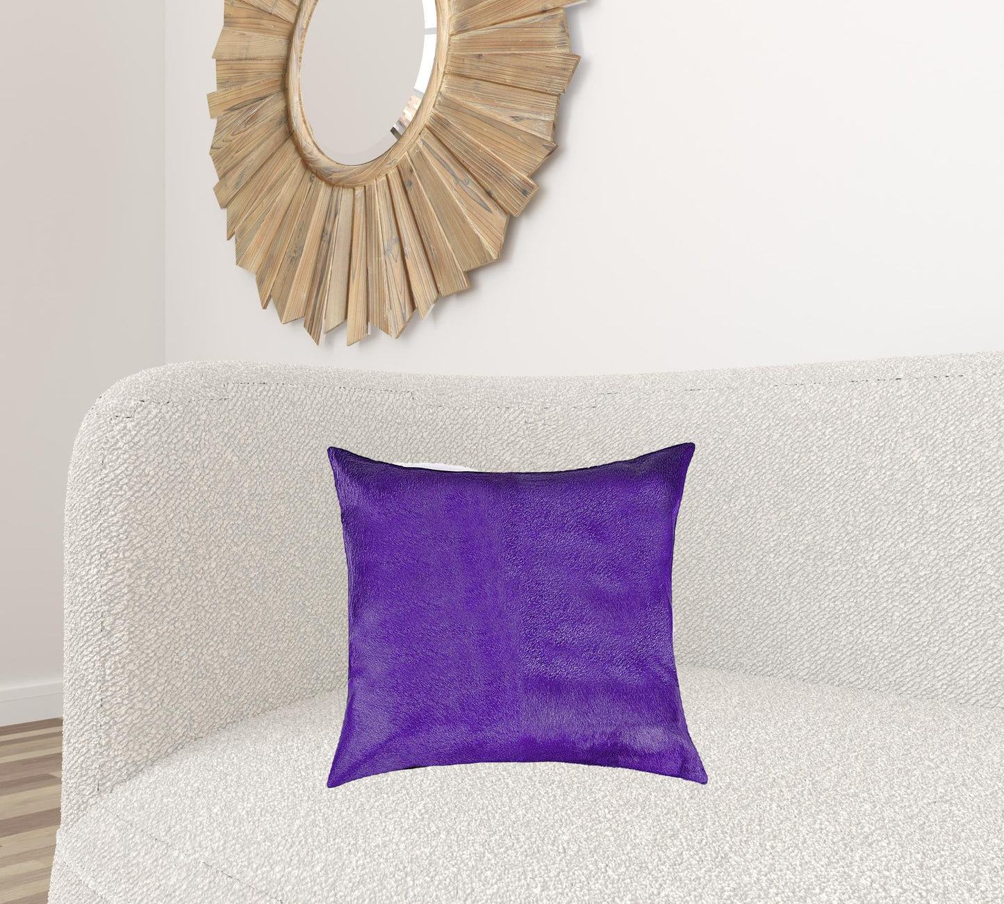 Hand Stitched Purple Natural Cowhide Decorative Pillow