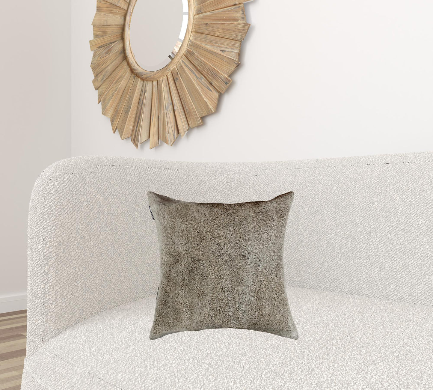 18" X 18" X 5" Gray Cowhide  Pillow