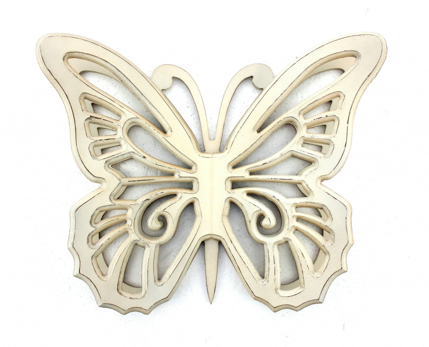 23" X 19" X 4" Light Yellow Rustic Butterfly Wooden  Wall Decor