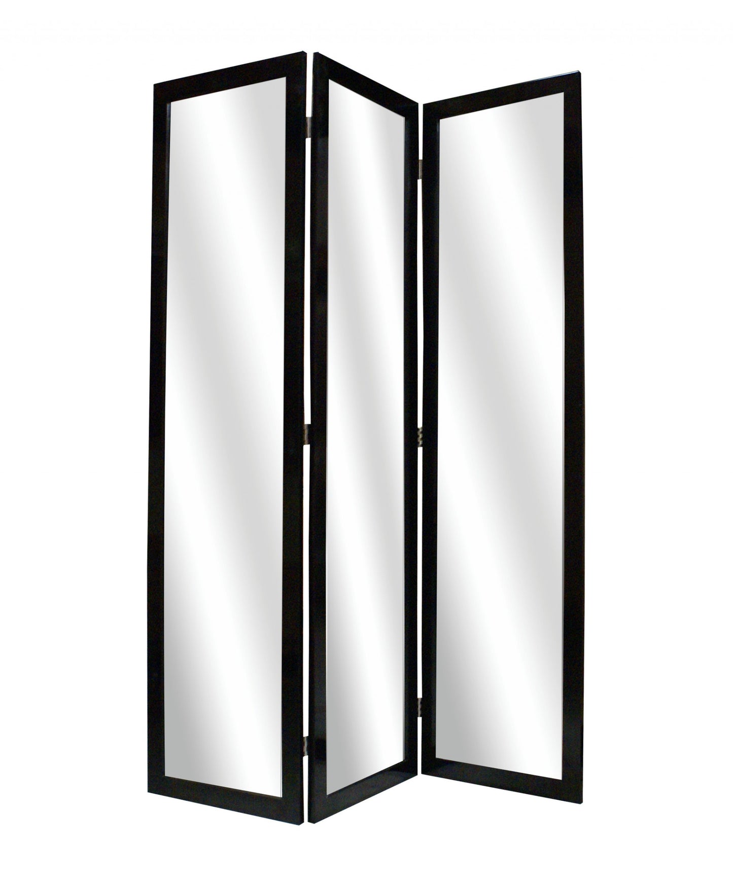 50 X 69 Black Glass & Wood Mirror  Screen