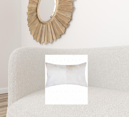 12" X 20" X 5" Natural Cowhide Throw Pillow