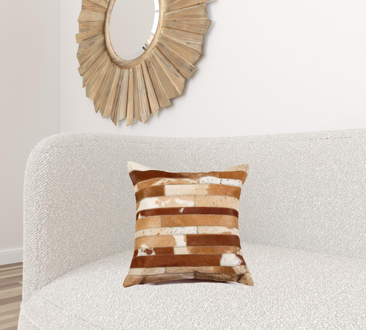 18 X 18 Brown Cowhide Throw Pillow