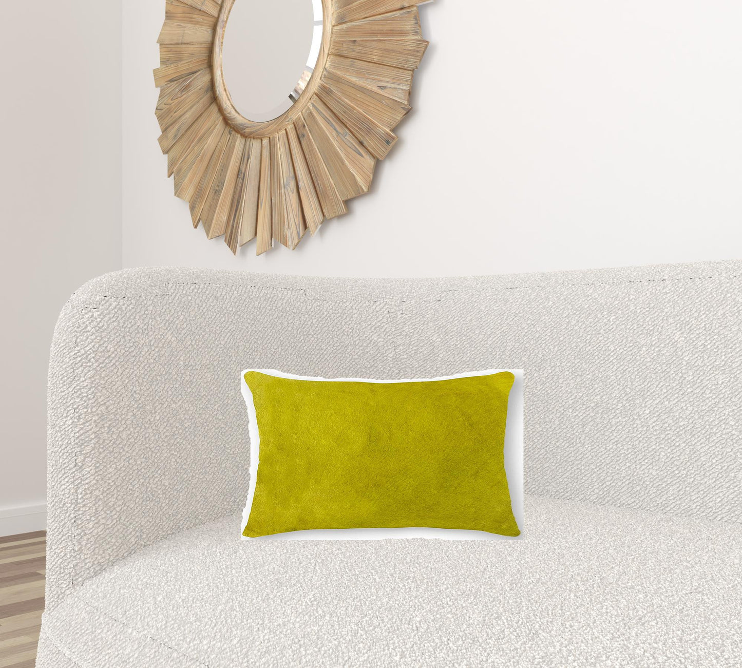 12" X 20" X 5" Yellow Cowhide  Pillow