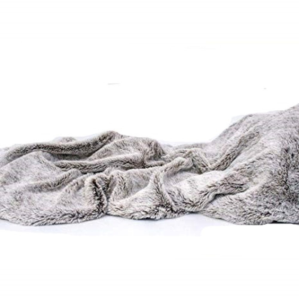 Gray Faux Fur Ombre Plush Throw