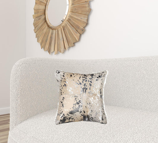 18" X 18" X 5" Silver And Gray Quattro  Pillow