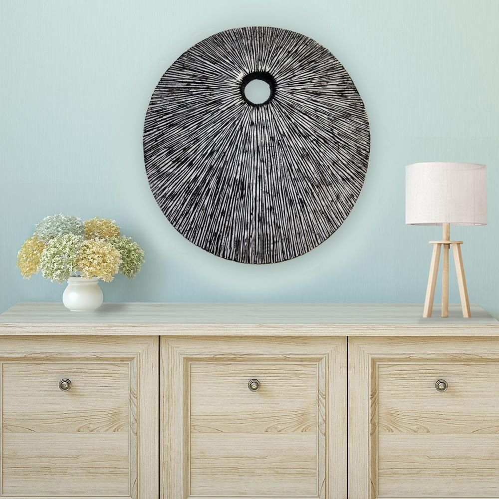 20" X 20" X 2" Contemporary Grey Round Wall Art