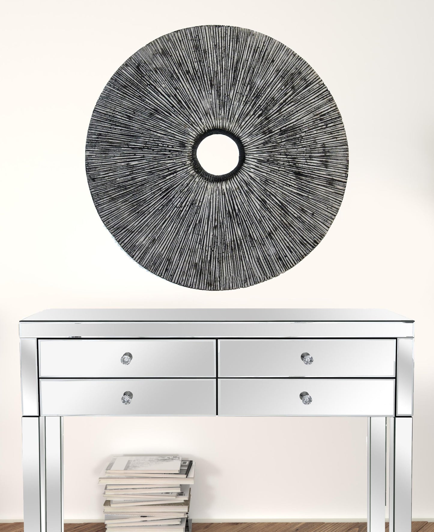 30" X 30" X 2" Contemporary Grey Round Rib Wall Art