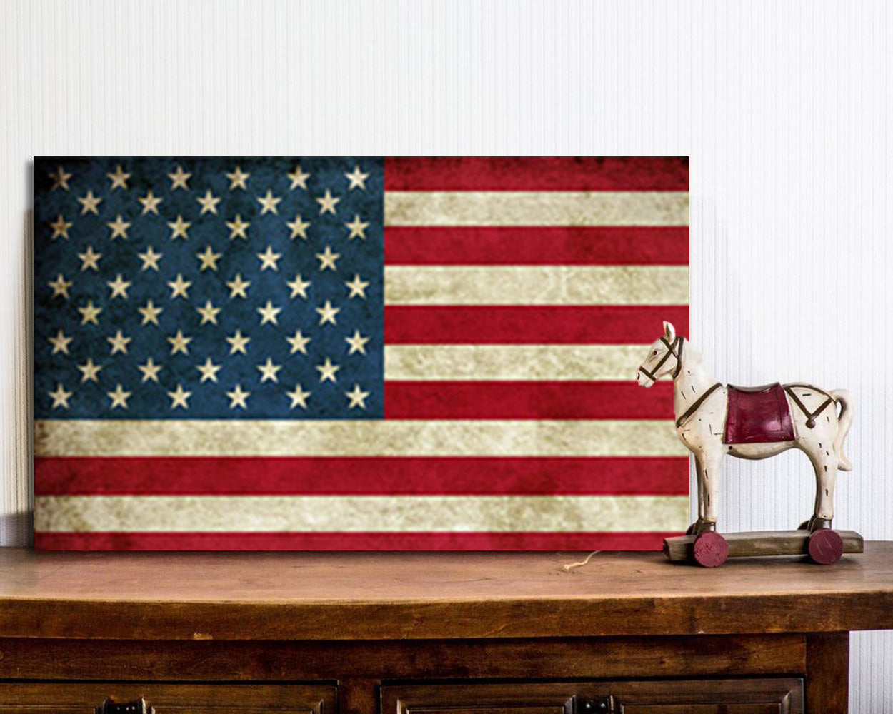 Usa Flag Canvas Print Wall Art  2 Piece Set